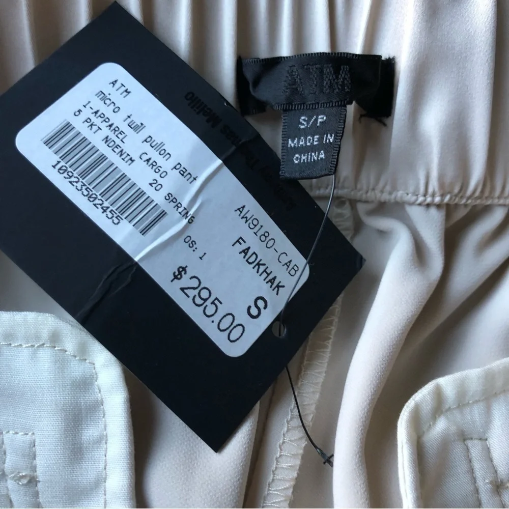 NWT ATM Anthony Thomas Melillo Crop Pull On Pants Beige Small